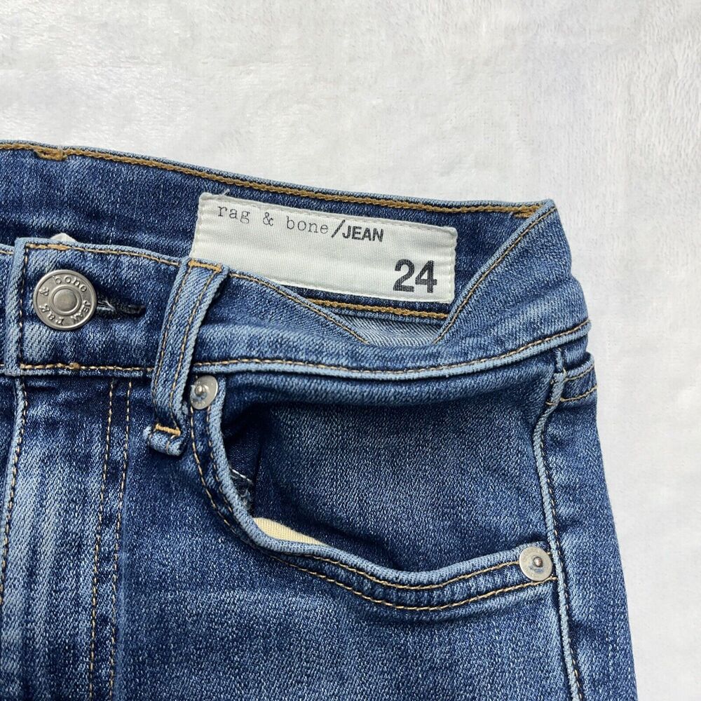 Rag & Bone 10 Inch Ankle Skinny Women’s Sz‎ 24 Raw Hem Medium Wash Side Split - Picture 3 of 14